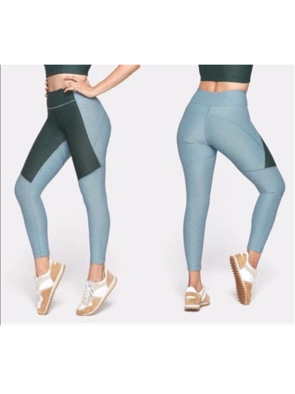 Outdoor voices two tone green warm up leggings women’s XS